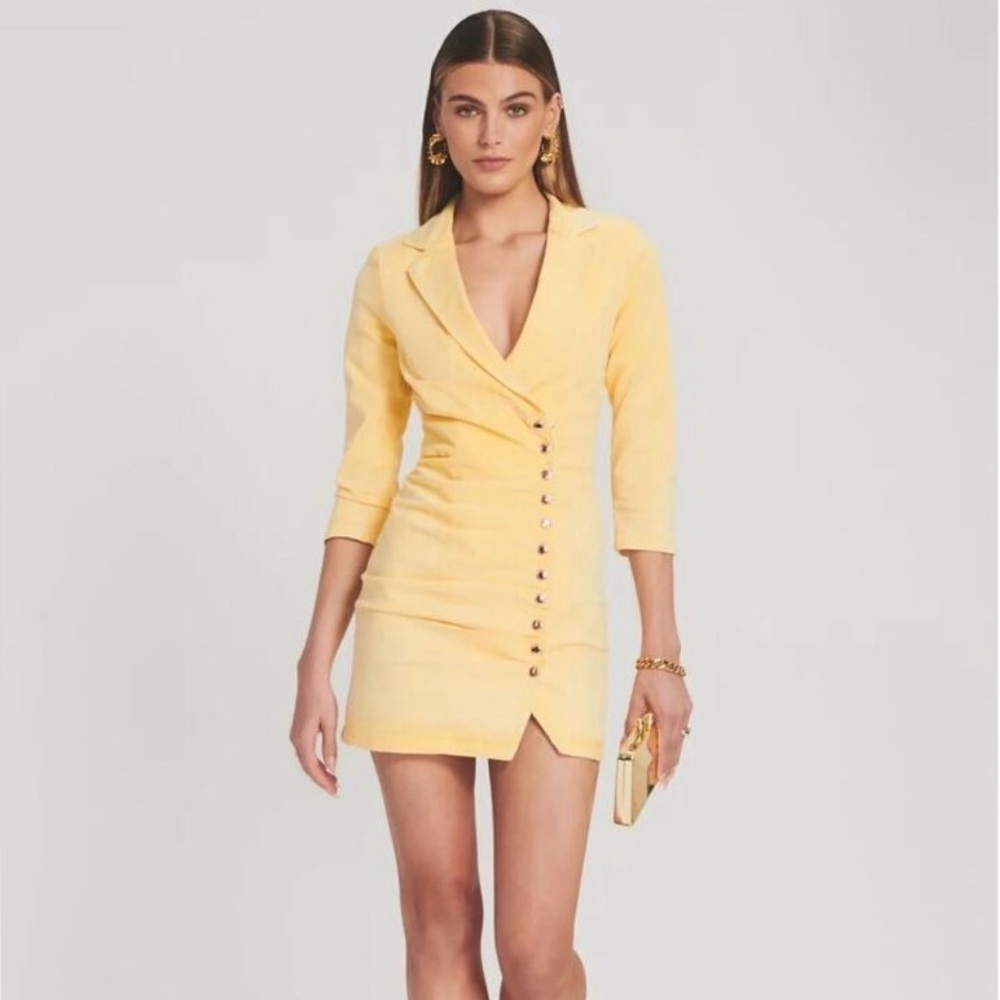 Retrofete Yellow Mini Blazer Dress